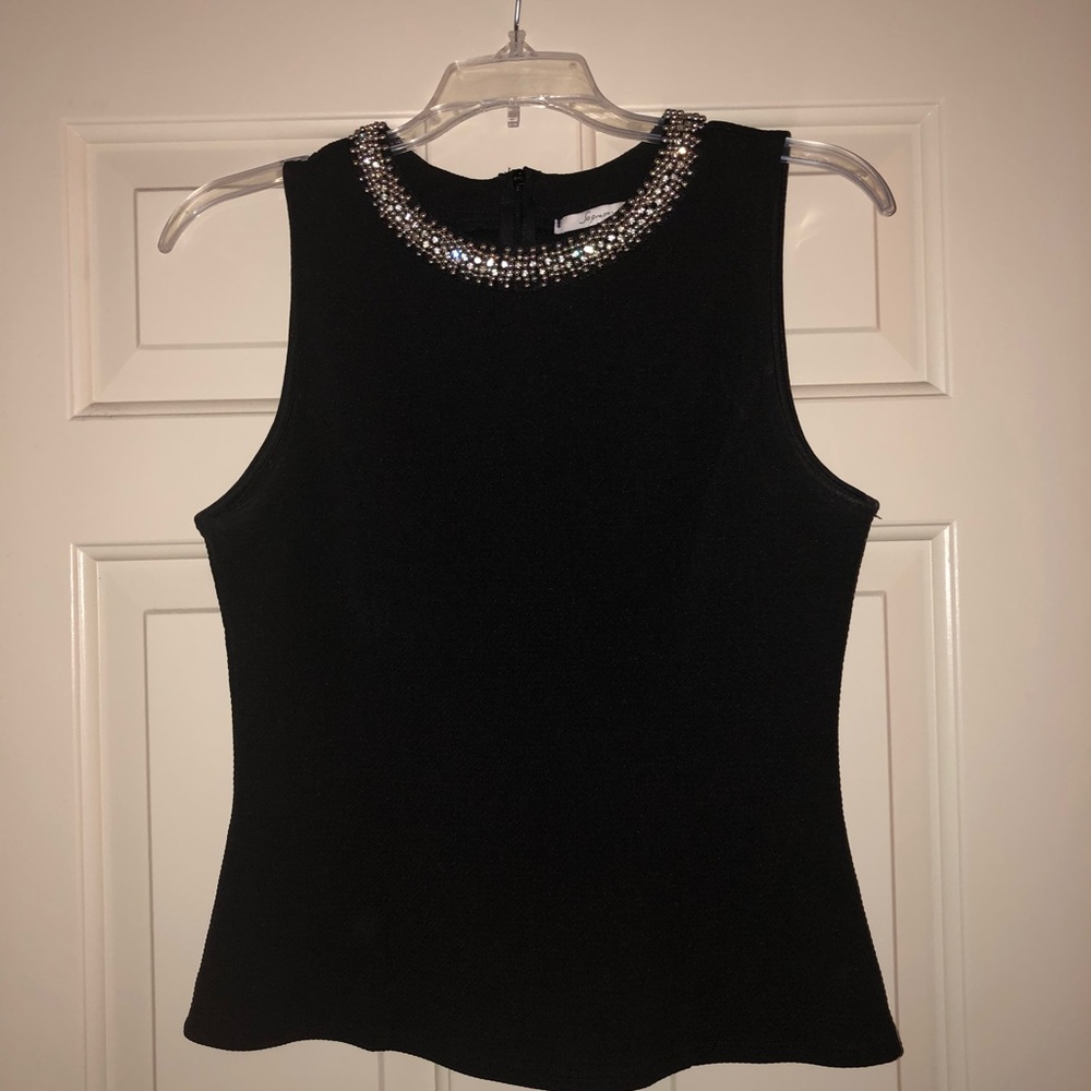 Black Jeweled Neckline Top